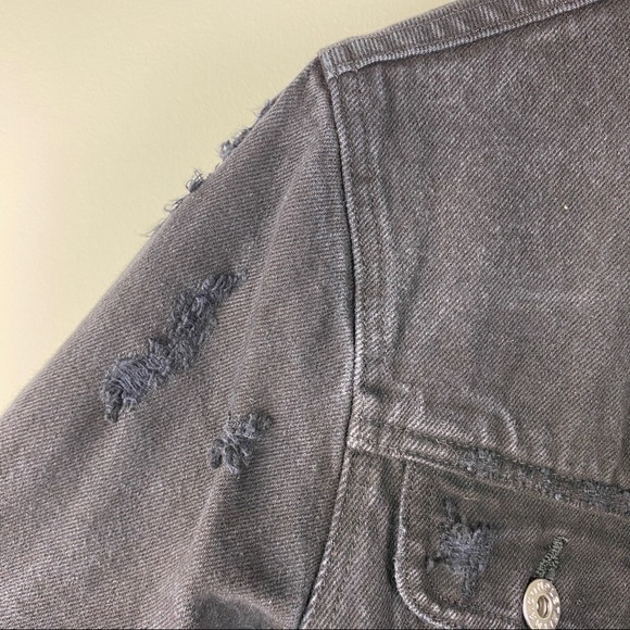 Mr. Completely Distressed Fitted Black Denim Jacket Men's Size Small - Picture 4 of 10